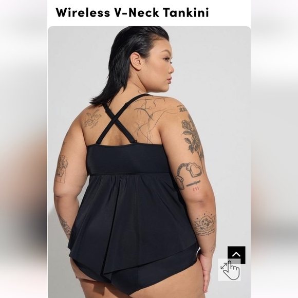 Torrid Wireless V-Neck Tankini swim top black  3x - Picture 4 of 11